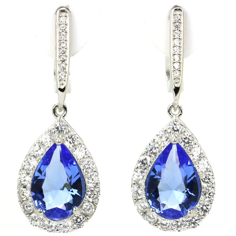 

Real 925 Solid Sterling Silver Earrings Pretty Green Peridot Pink Kunzite Violet Tanzanite CZ