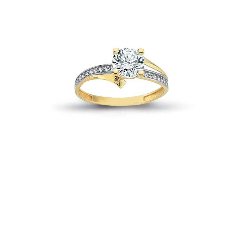 14K Solid Gold Sparkling Solitaire Engagement Wedding Ring