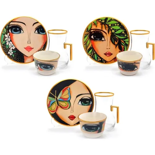 

DOLBOVI Toygar Drop Handle Efe Tea Set 6 + 6 12 Piece Numi teaware cup tea handmade bowl beautiful mugs turkish tea set vintage Saucer creative Latte Cup free shipping products service coffee Weights undefined kubki do