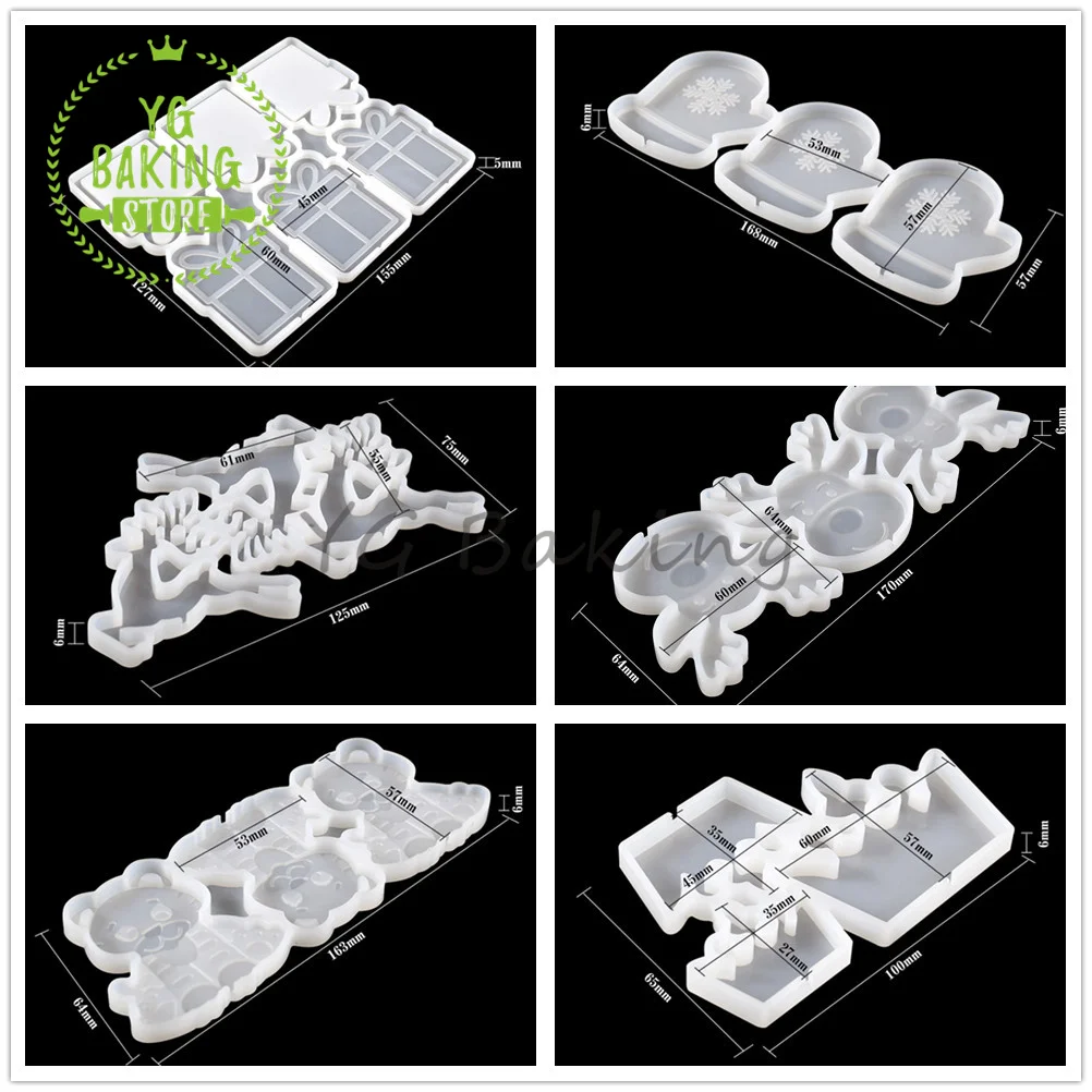 New 7 Styles Christmas Gloves/Deer/Crown Silicone Lollipop Mold Epoxy Resin Candy Mould Cake Decorating Tools Kitchen Bakeware