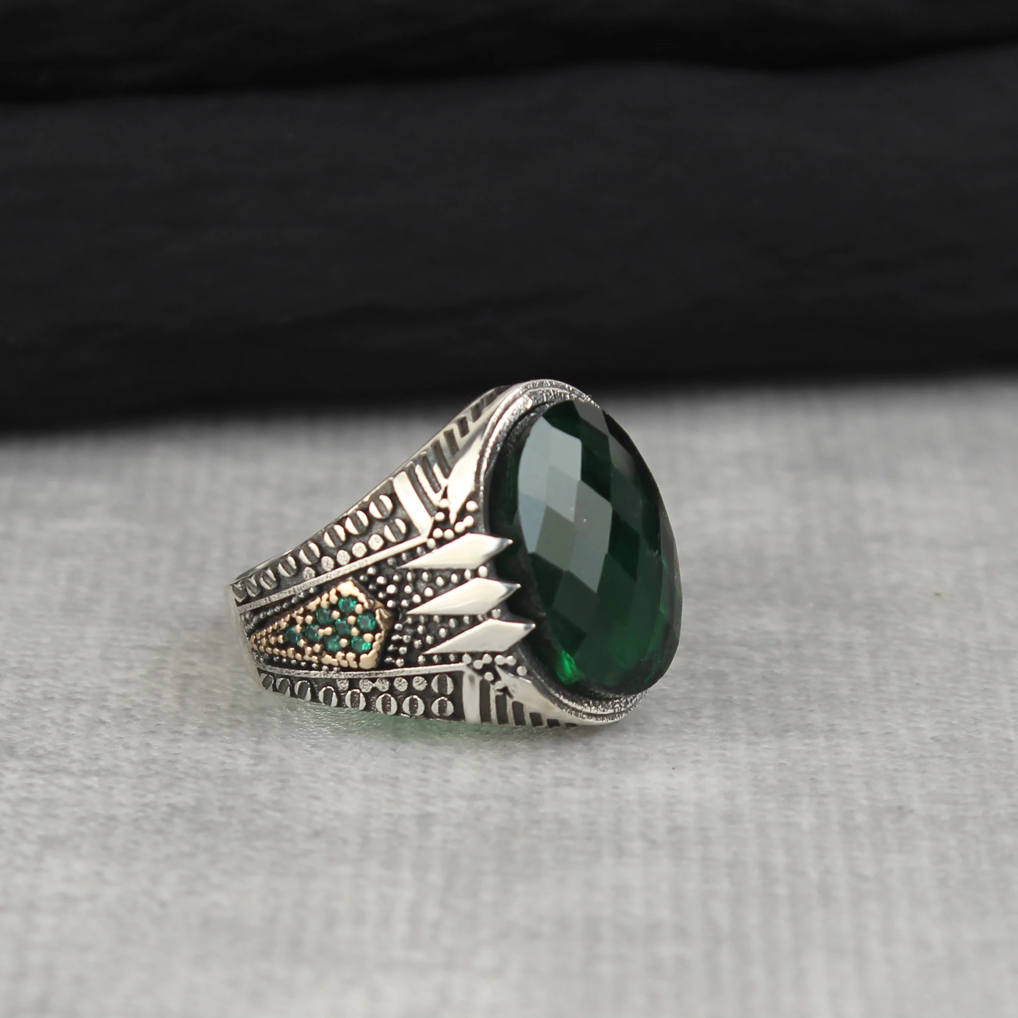 925 Sterling Silver Ring for Men  Zircon Stone, Jewelry Fashion Vintage Gift Onyx Aqeq Mens Rings All Size