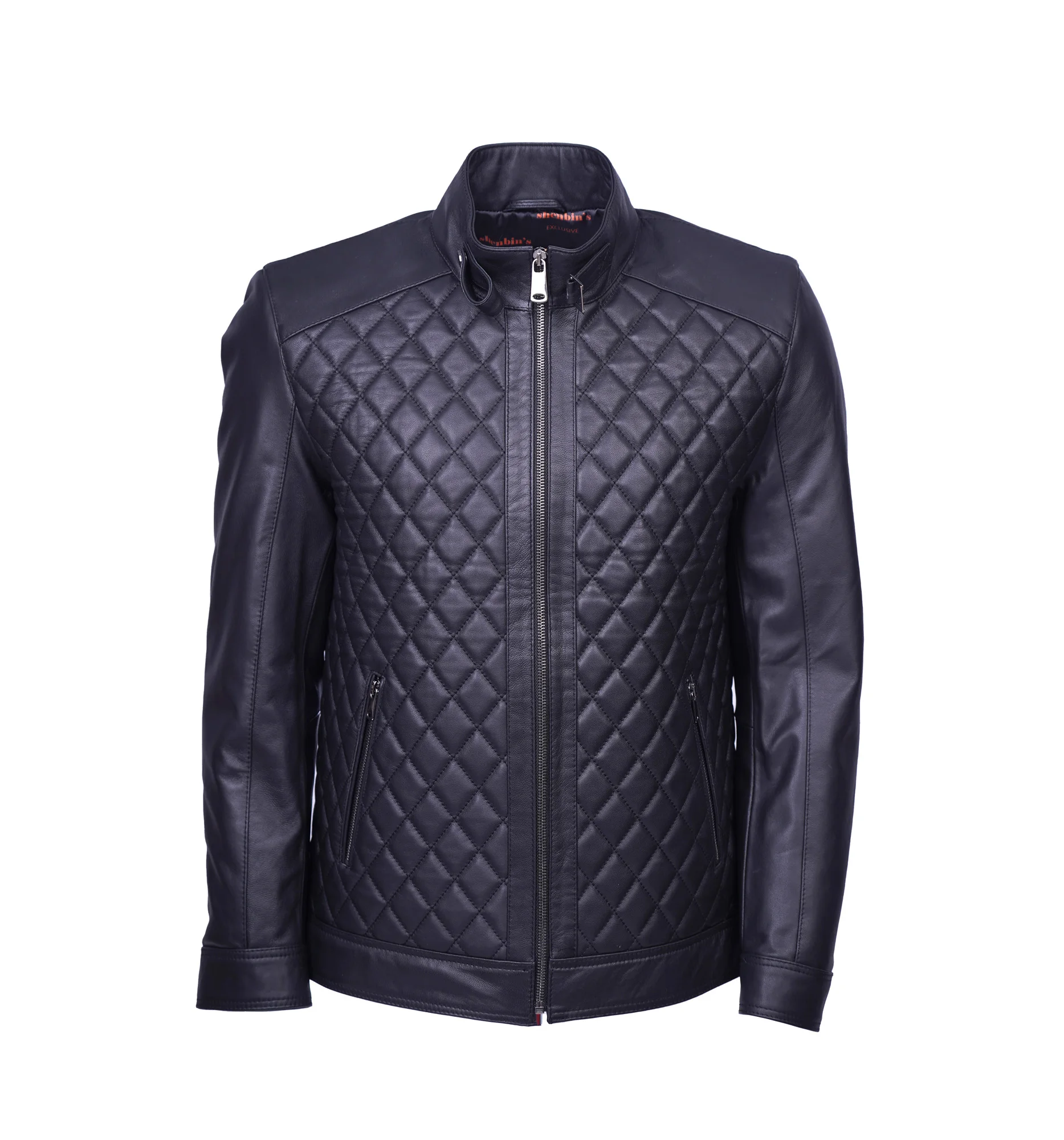 

Handmade Black Leather Jackets with Natural Sheep Skin, Patterned Leather, Men's Autumn Winter Outfit, 2021 2022 Collection