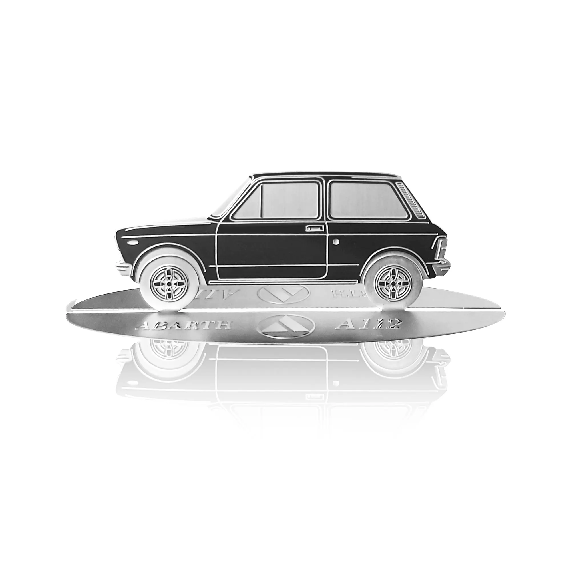 Diecast model shape engraved car Abarth A112 stainless steel