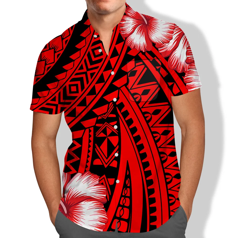 

Pocket Shirt Spring Men Short Sleeve Shirts Samoan Summer Viking Autumn Print Plus Size Puletasi Classics High Quality