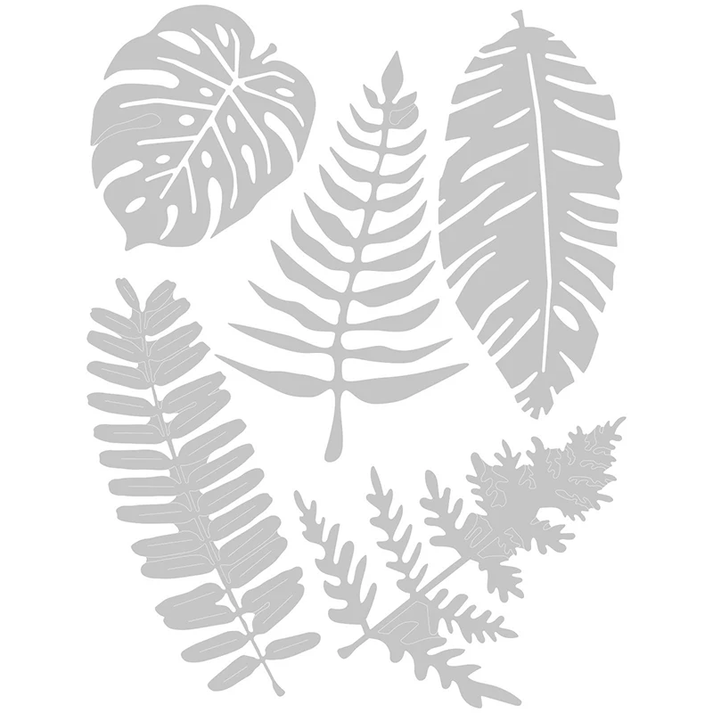 New Arrival Metal Large Tropicals Leaves Stems Cutting Dies For 2024 Scrapbooking Card Making Festive Plants Branch Stencils