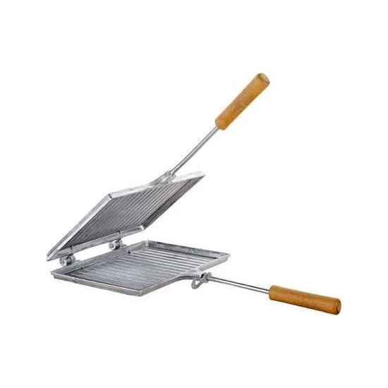 

Cast Aluminum Toaster Machine -Stovetop Hand Toaster Grill - Unpainted Uncoated Natural Aluminum Camping BBQ Picnic