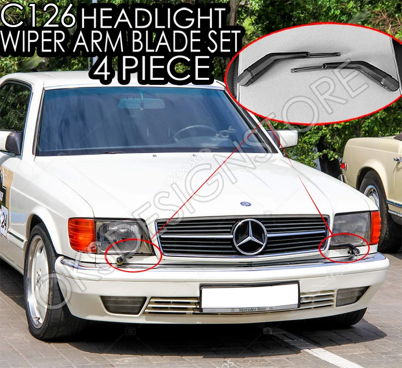 For C126 Mercedes-BENZ 126 Coupe Headlight Wiper Blade 1 Pair Amg