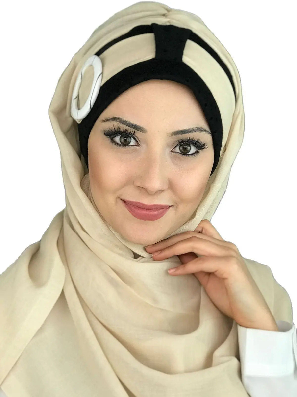 New Fashion 2021 Hijab Islamic Clothing Bonnet Turban Women's Hat Spring Summer Scarf Beige Color Belt Ready Shawl