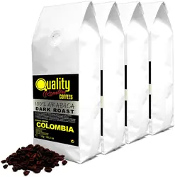 Café en grano natural. Tueste Oscuro. 100% Arabica. Origen Colombia, Pack 4KG