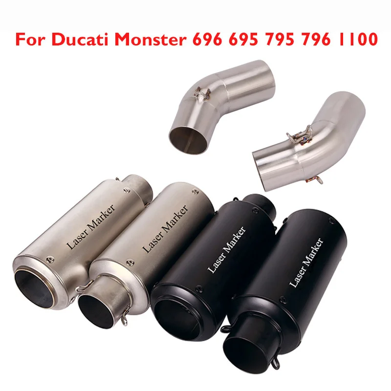 Motorcycle Exhaust Muffler Left Right Side Tip Baffle Middle Connect Link Pipe for Ducati Monster 696 695 795 796 1100