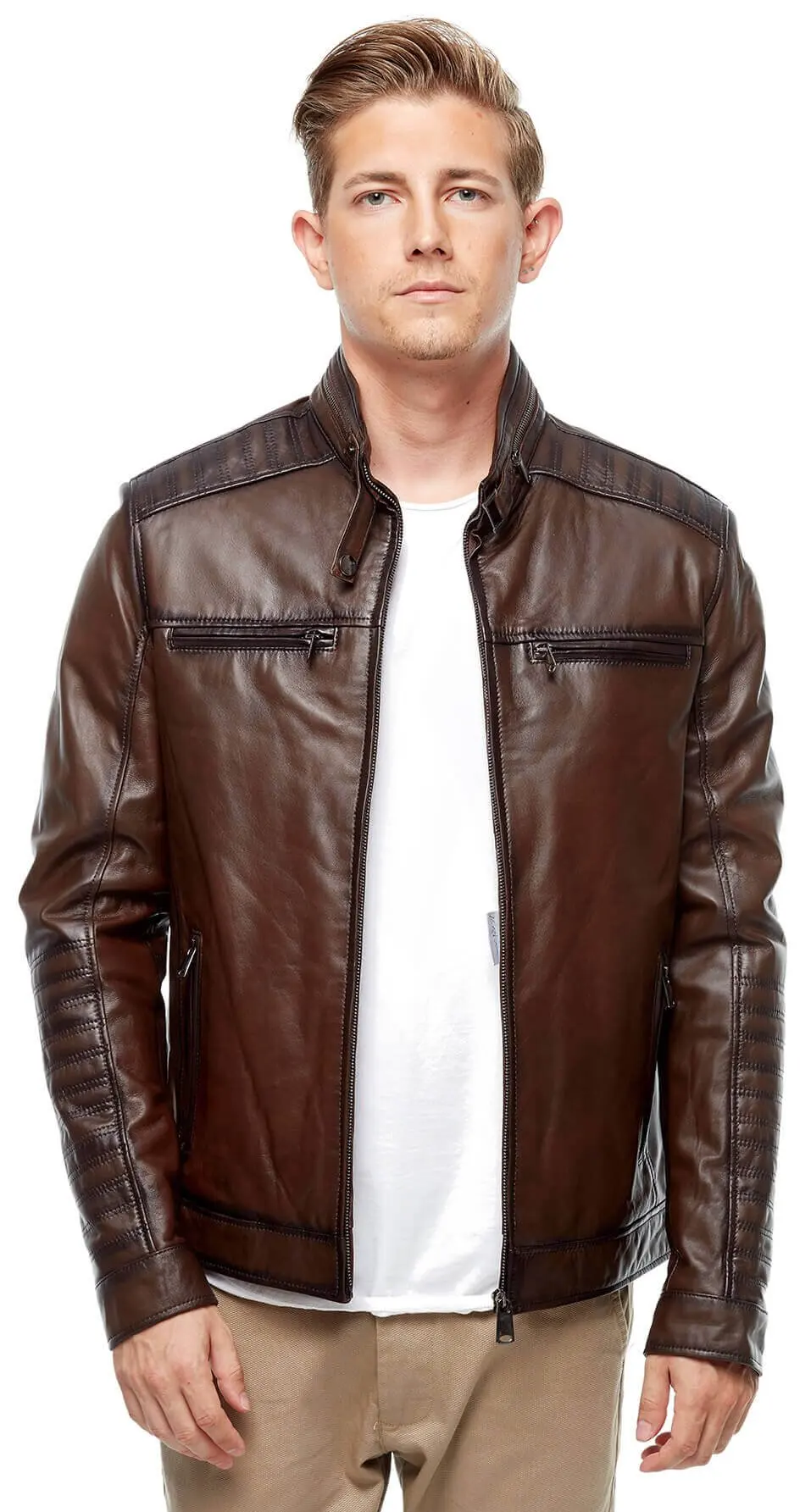 Alvaro Cà Phê Tranh Áo Khoác Orjinal Da Cừu Thu Đông 2022 Biker Slim Size Lớn VintageTürkiye