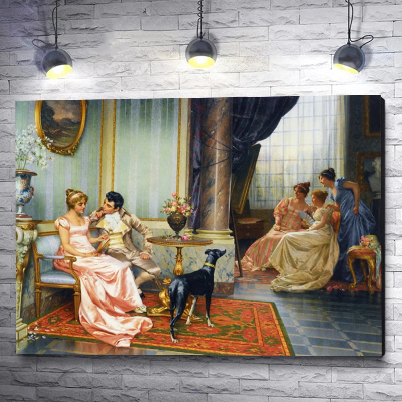 Vintage Court Noble Lady Canvas Painting Wall Art Antique Old Time Middle Ages Woman Poster Prints For Living Room Home Decor