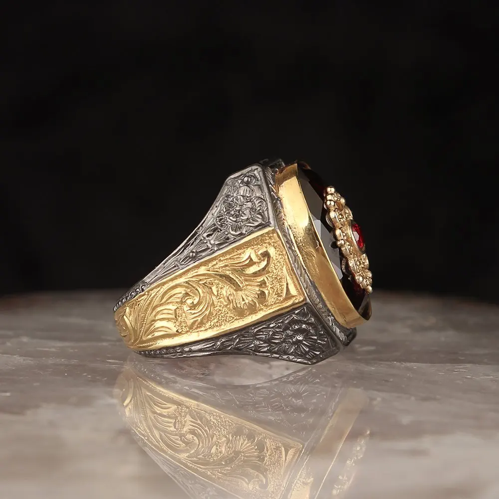 Pen İşçilikli Lapping Coated Handwork Silver Men 'S Ring