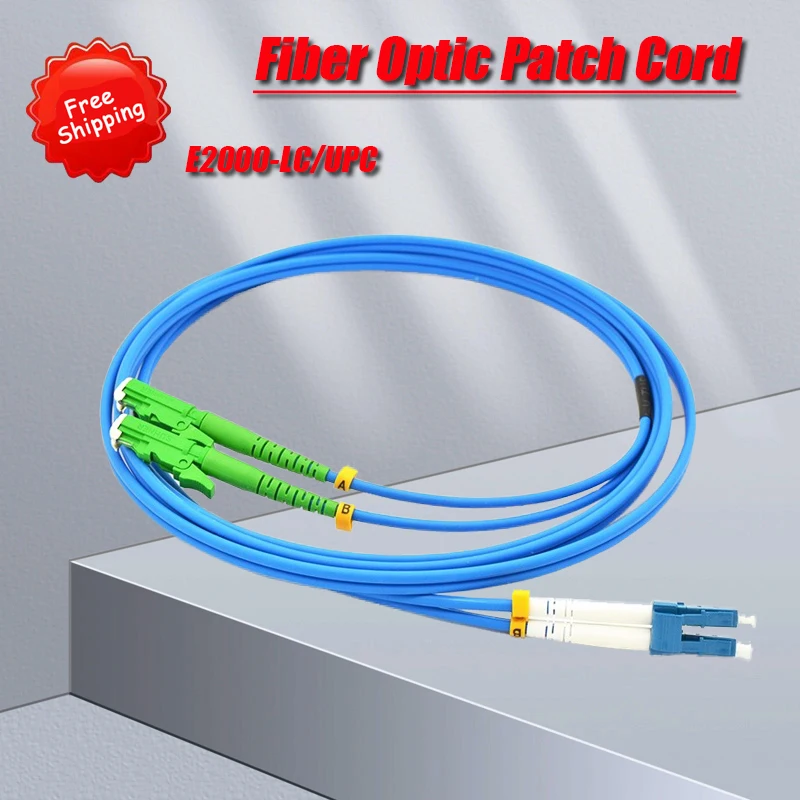 Armoured Fiber Optic Patch Cord Jumper, SM Optical Cable, 3.0mm, FTTH, Single Mode Duplex, E2000-LC, UPC, 5Pcs Lot