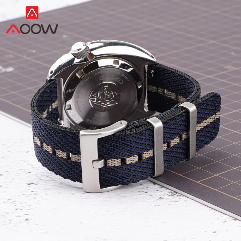 Universal Woven Nylon Strap 18/20/22/24mm Stainless Steel Buckle Quick Release Men Classic Striped Replacement Watch Band Belt