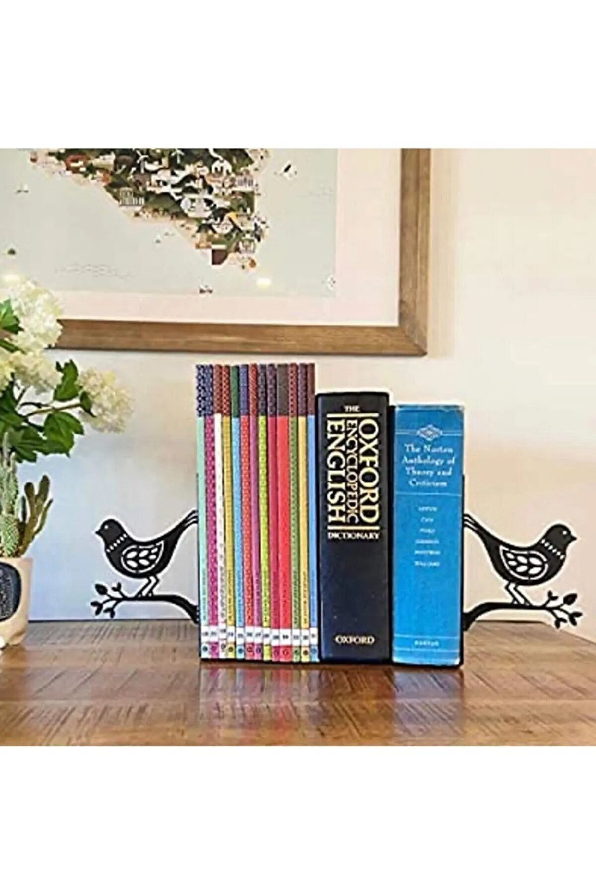 Metal stylish design Black Bird Patterned Model Book Support 2 bookshelves Decoration Product home decoration bookshelf