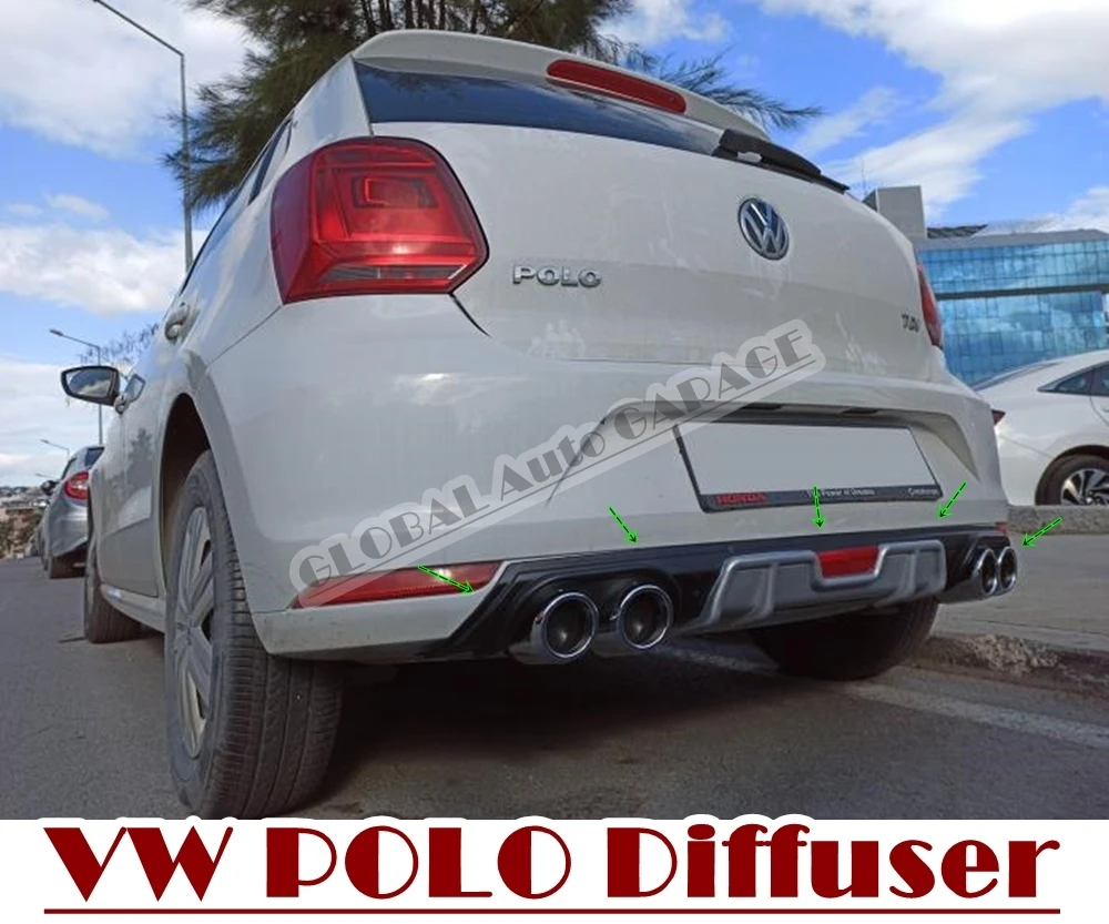 For Volkswagen Polo Diffuser 2009 2010 2011 2012 2013 2014 2015 2016 2017 Extension Rear Bumper Attachment Car Styling Auto