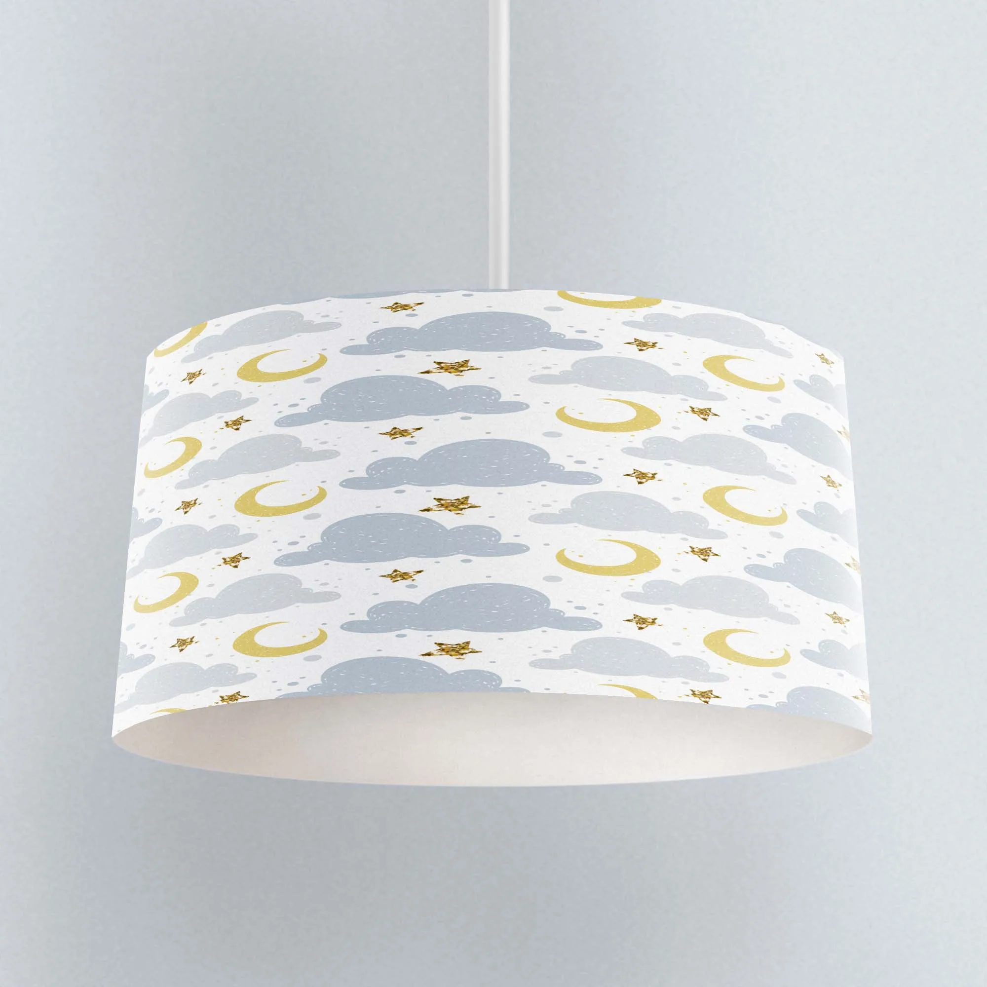 

Else Gray Clouds Yellow Moons Sleep Time Print Fabric Kids Chandelier Lamp Drum Lampshade Floor Ceiling Pendant Light Shade