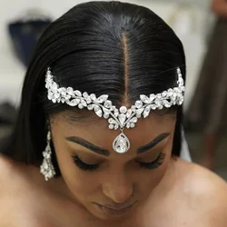 Zircon Wedding Headband Bride Tiaras Water Drop Bridal Hair Accessories Crystal Crown Forehead Women Hairband Girl Jewelry