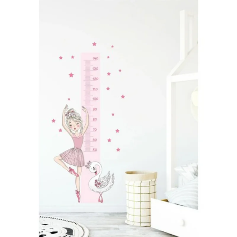 Ballerina Stature Meter Wall Sticker Set Vinyl Murals Girl Kid Room Decoration Art Ornament Home Decor Gift Wallpaper