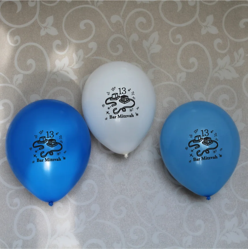 Bar-Mitzwa-Luftballons, Tefillin-Dekorationen, Blau, Gold, Schwarz, Junge, 13. Geburtstag, 15 Stück Latexballons