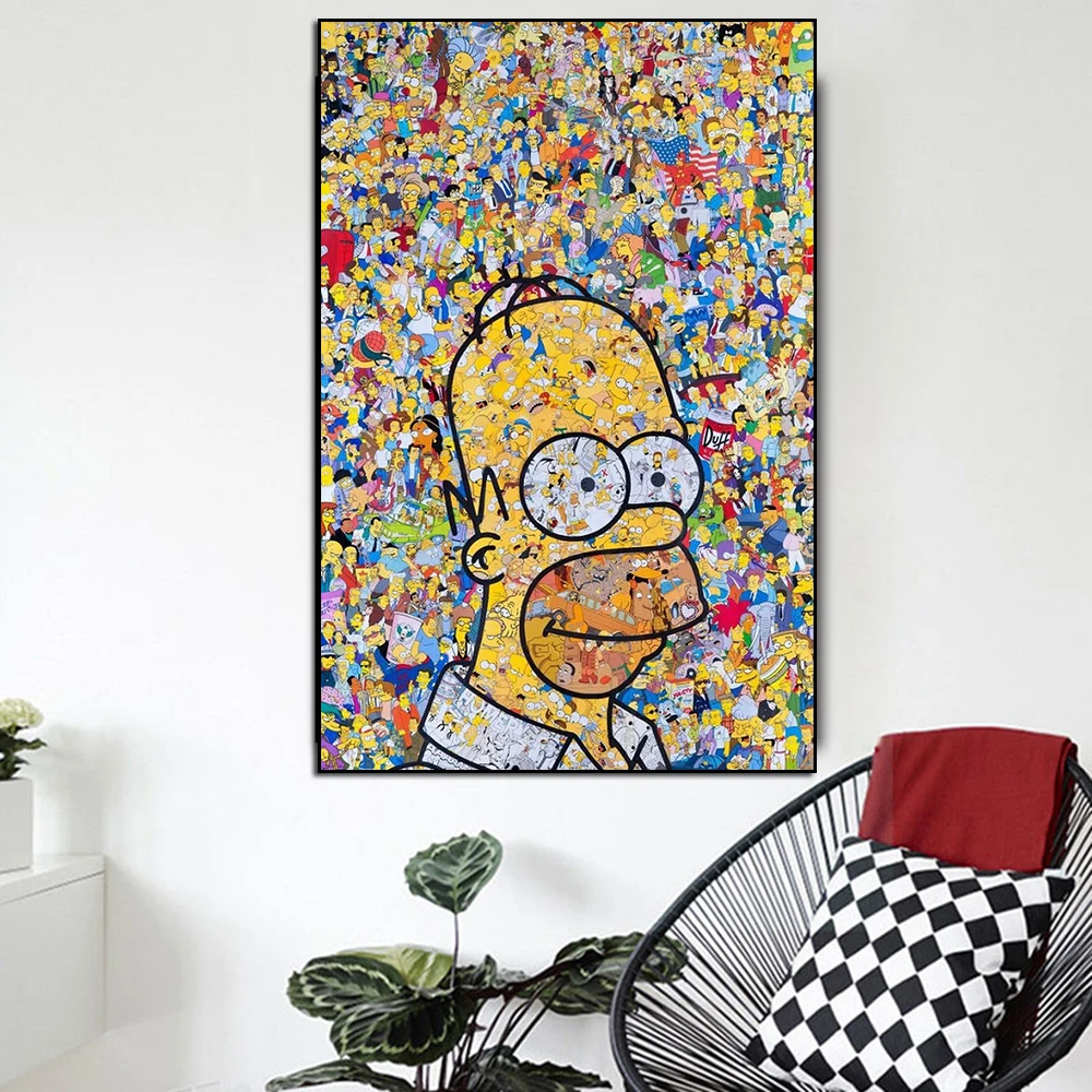 Disney The Simpsons Graffiti Art Canvas Painting Cartoon Anime Poster Print Wall Art Picture Living Kids Room Home Decoration