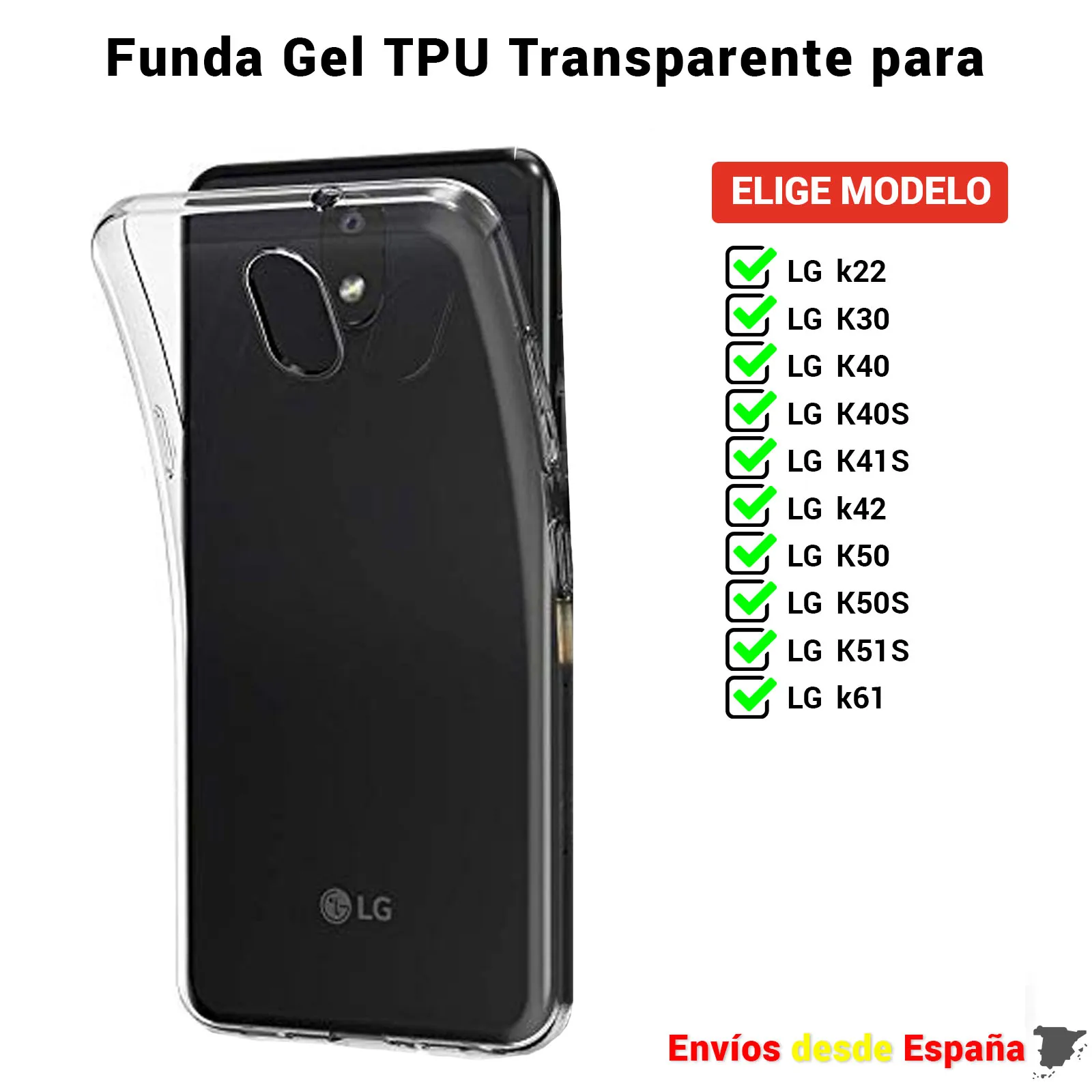 TPU case for LG k22 K30 K40 K40S K41S k42 K50 K50S K51S k61 transparent silicone phone case. Choose model