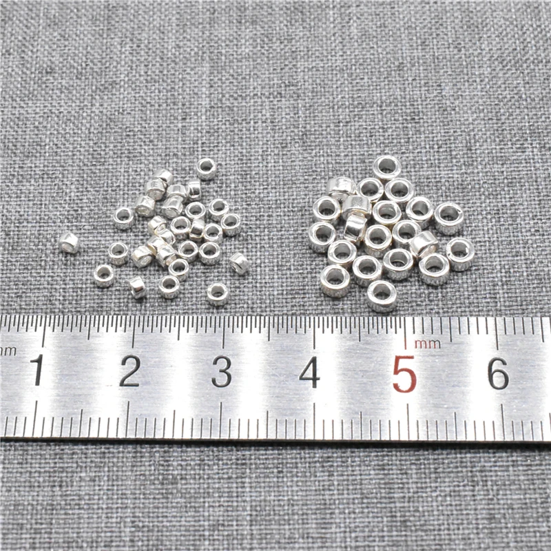 Bulk 925 Sterling Silver Tiny Donut Spacer Beads for Necklace Bracelet 2.5mm 3.5mm