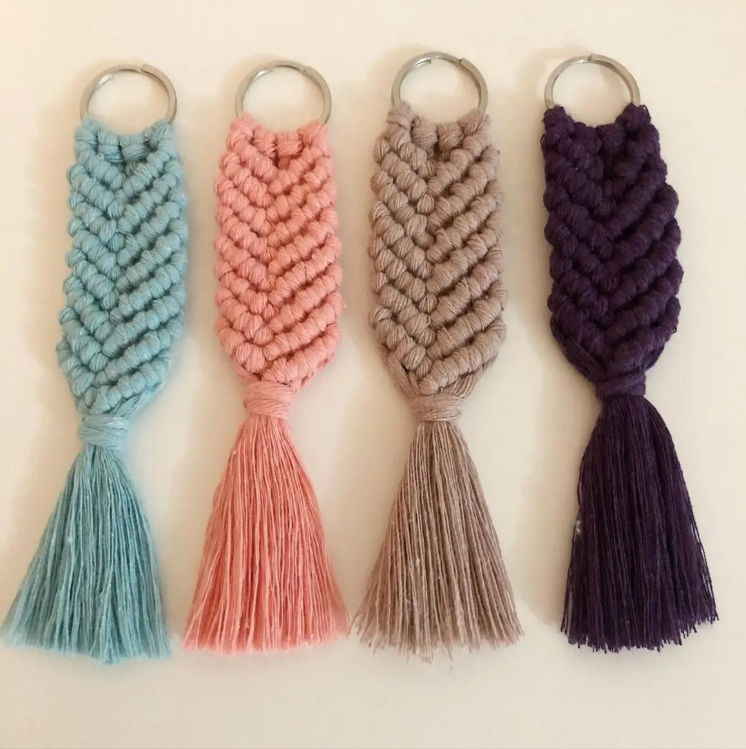 

Boho Macrame Tassel Knitted Key Chains Design Handmade Bohemian Warm Light Decoration Bag Vintage