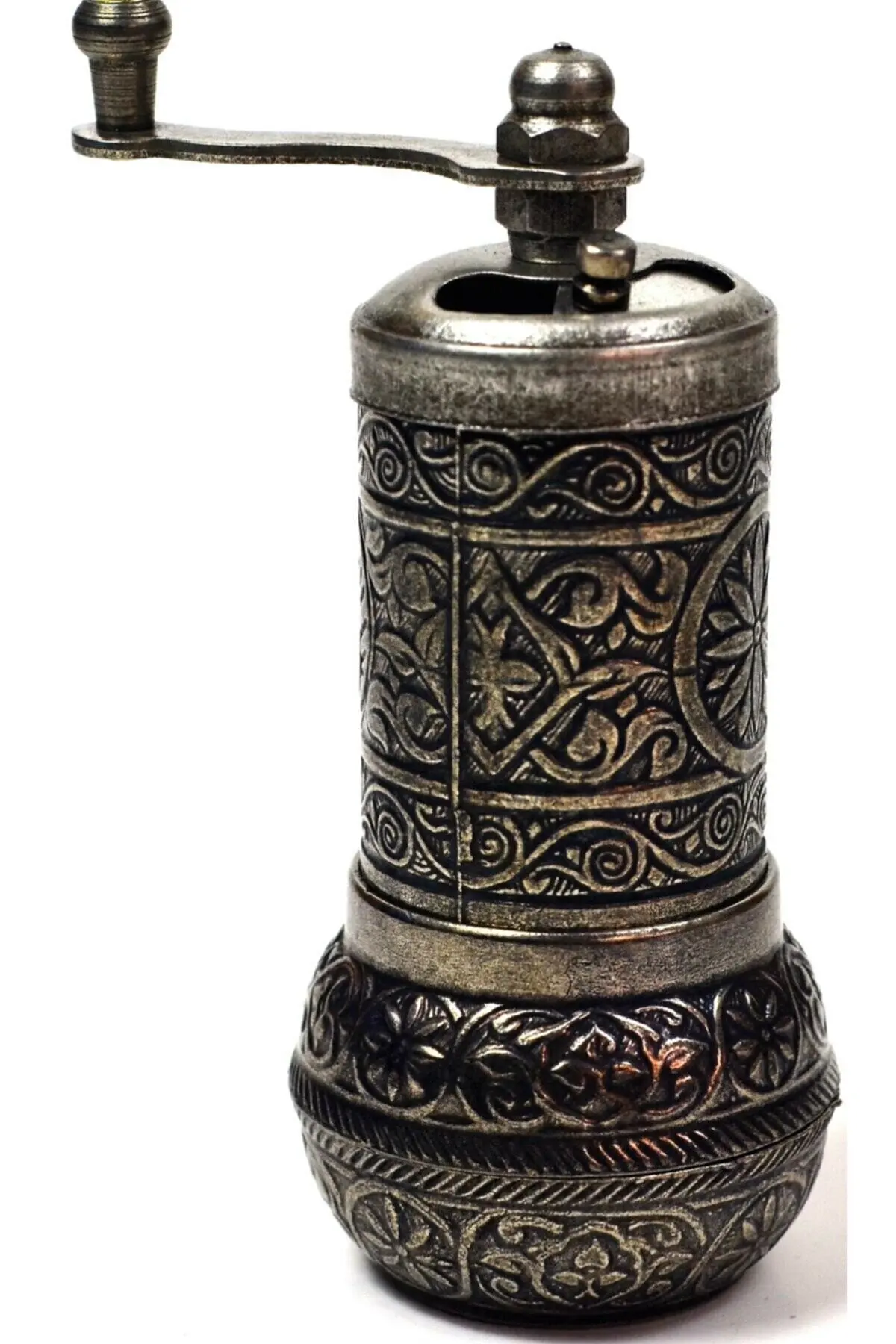 FS Pepper Grinder Salt Spice Coffee Mill Authentic Silver Copper Brass Ottoman Design Old