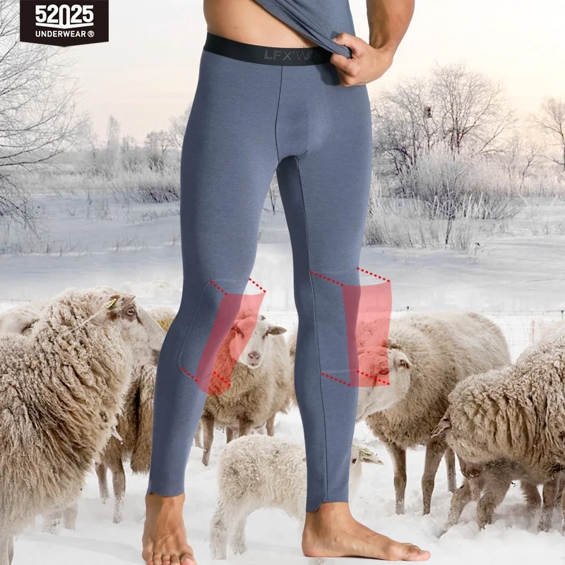 52025 Men Women Thermal Leggings with Merino Wool Fleece-lined Warm Soft Seamless Comfortable Thermal Bottoms Thermal Pants