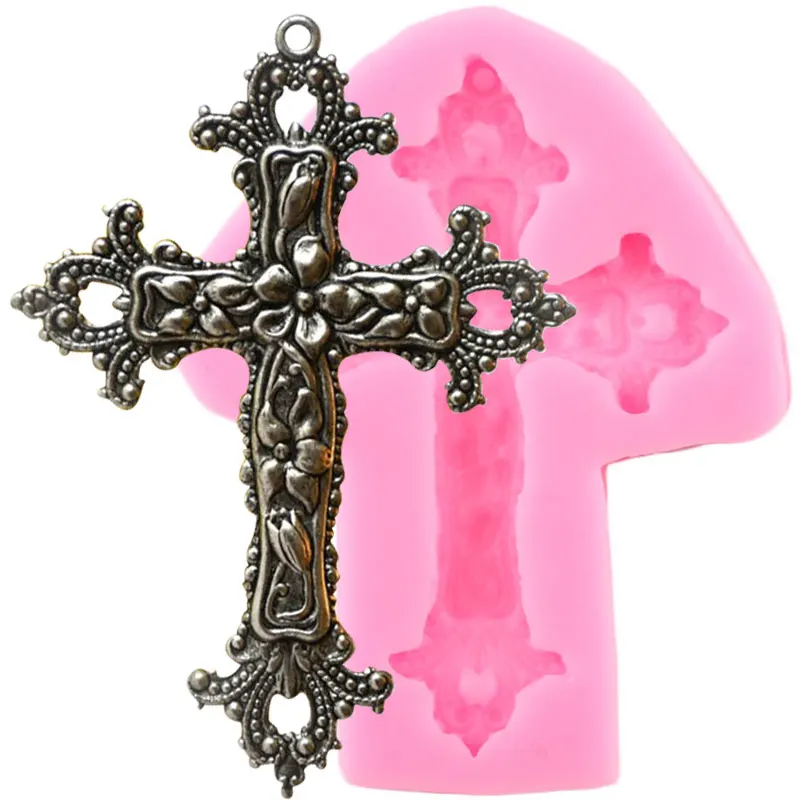 Baroque Cross Silicone Molds Relief Cake Border DIY Cupcake Topper Fondant Cake Decorating Tools Candy Chocolate Gumpaste Moulds