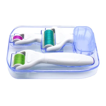 Derma Roller Microneedling - Angel Kiss 4 w 1 złoty tytanowy wałek Microneedle zestaw narzędzi do igłowania kosmetycznego