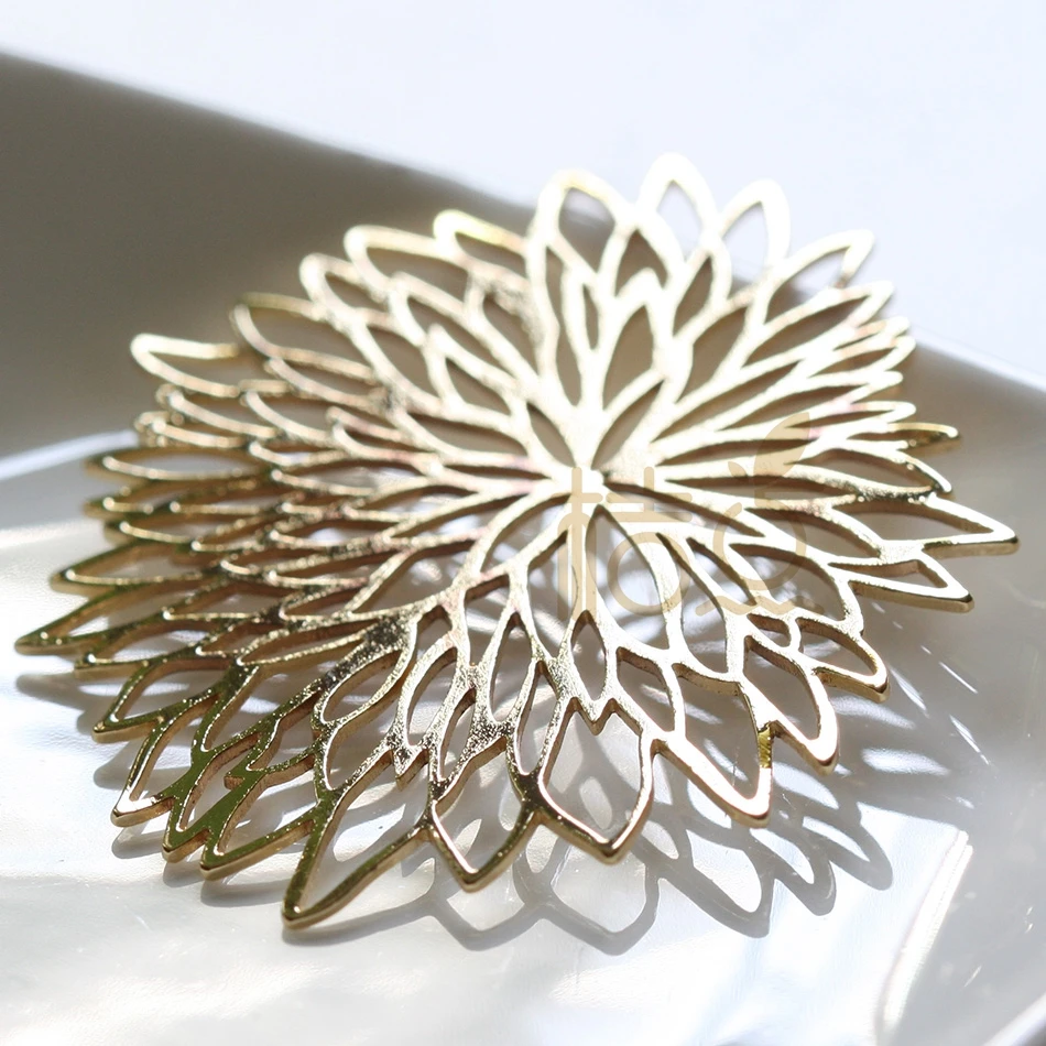 DIY Supply-Laser Cut Solid Brass Finding Flower - Link - 56x44mm (4352C)