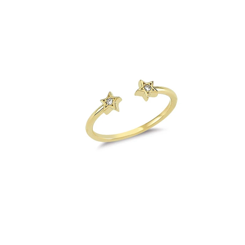 14K Solid Gold Star Ring for Women