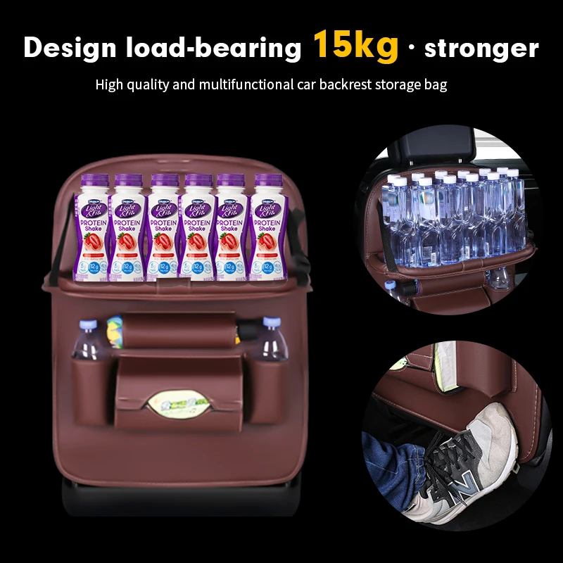 Organizador para asiento trasero de coche, bolsa de almacenamiento de mesa plegable con bandeja, soporte para tableta, caja de pañuelos, accesorios