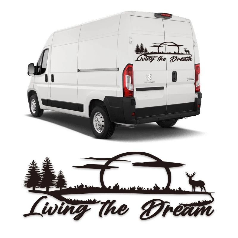

Living The Dream Design Car Stickers And Graphics Vinyl Decals For Fiat Ducato Peugeot Boxer Van Citroen Jumper Accessories