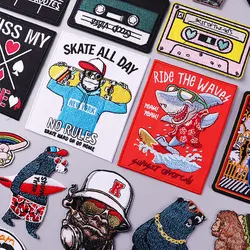 Skate Monkey łatka haftowana żelazko na plastry na odzież plastry termoadhezyjne na ubrania Surfing Shark Patch naklejka na paski