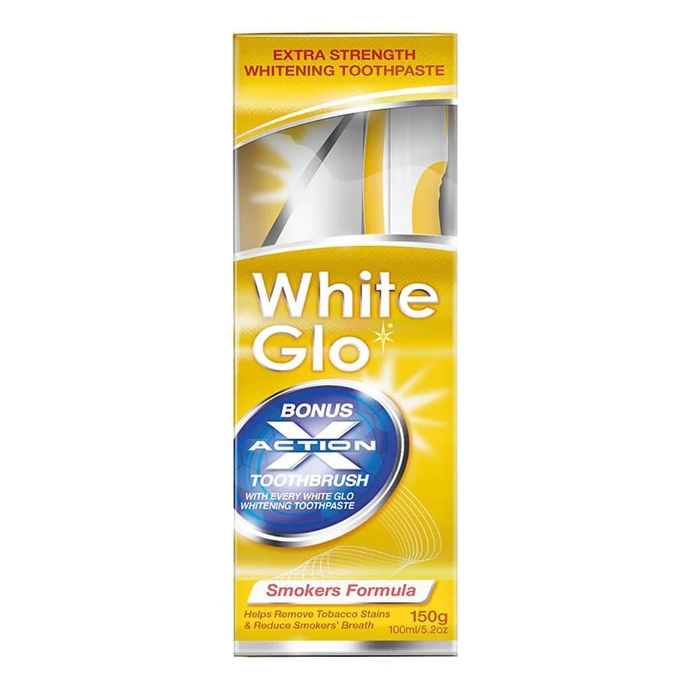 White Glo Smoker Formula Whitening Toothpaste 150 Gr - Toothbrush Gift