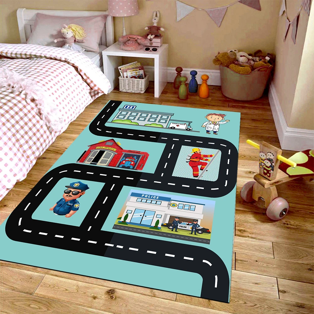 

Fun Training Car Track Patterned Kids Room Game Carpet Rug Tateme Tatami Mat Decoration Bedroom Decor Quarto Kilim