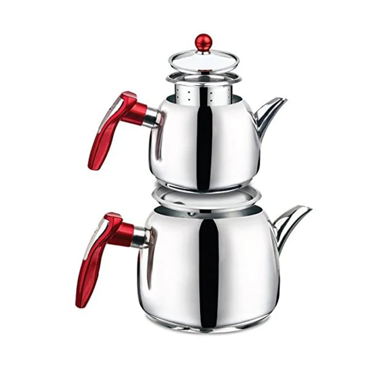 18/10 Stainless Steel Double Tea Pot Samovar Turkish Tea Pot Set Special Gift Hot Water And Tea %100 Original Made in Turkey