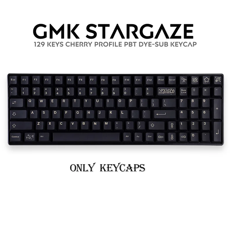 Колпачки для клавиш GMK Stargaze, черные колпачки для клавиш с черным профилем вишни, черная колпачок для клавиш 23/129 клавиш для механической игровой клавиатуры