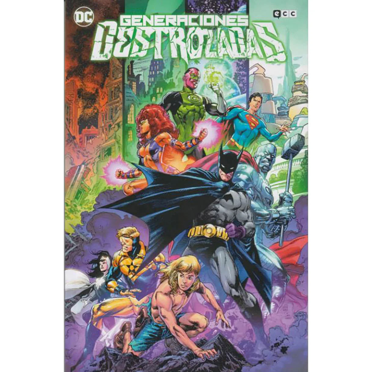 DC COMICS, destroyed generations, ED. ECC, author DAN JURGENS, COMIC BOOK in Spanish, TEBEO, novel GRAFICA, EDITORIAL event