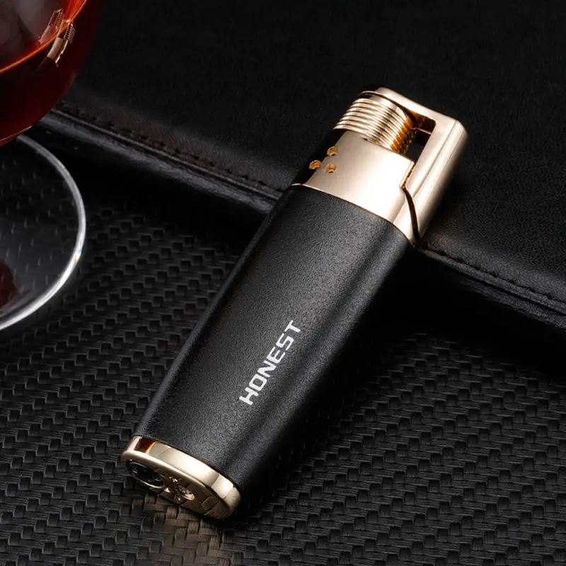 HONEST Personalized Long Strip Butane Gas Jet Lighter Portable Windproof Mini Torch Lighters Metal Cigarette Cigar Lighter