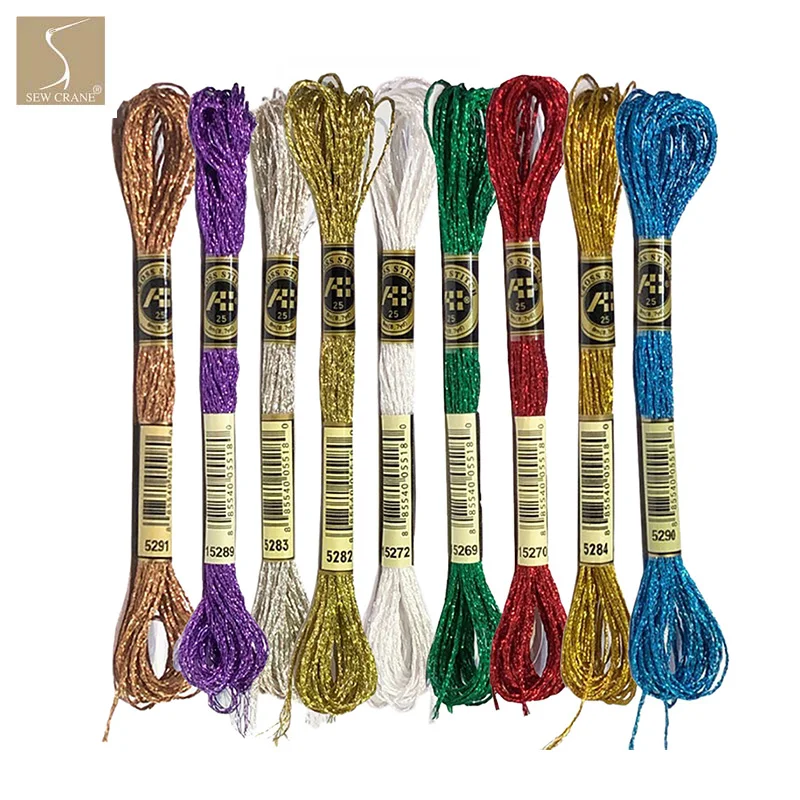 Oro metallico Del Ricamo Fili E Cotoni Per Ricamo Confezione Multicolore Filo Punto Croce, 12-Strand, 8.7 Metri, 9 Matasse