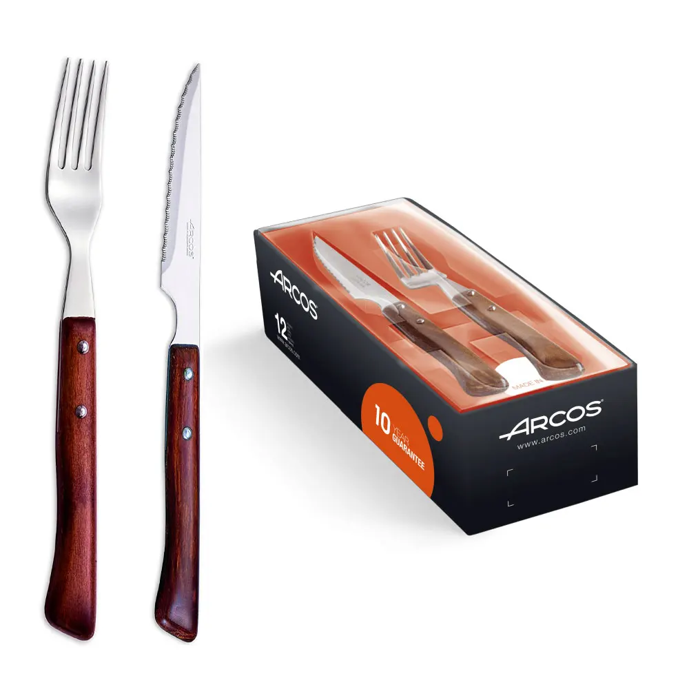 Set knives and forks bows | Stainless steel | Wooden handle | 12 PCs (6 knives + 6 forks) | 377700