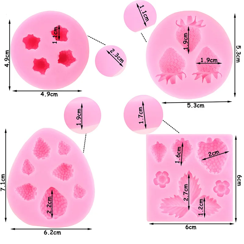 Strawberry Silicone Mold Raspberry Chocolate Fondant Molds Topper Cake Decorating Tools Jelly Candy Polymer Clay Gum Paste Mould