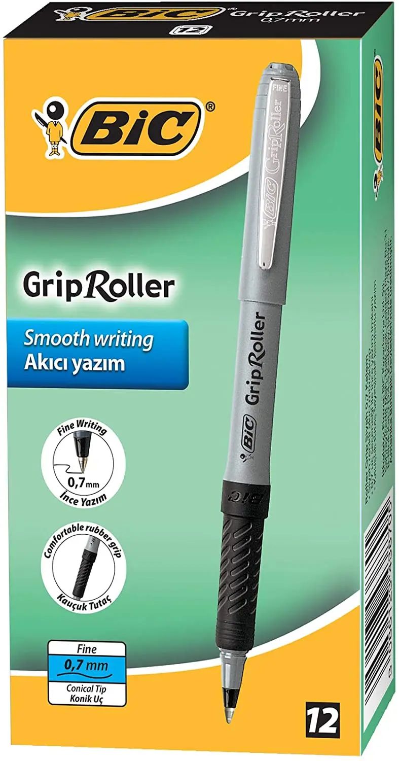 Bic Rollerball Pen, Roller Glide Grip Roller, Smooth Writing, 0.7mm, Office and School Supplies