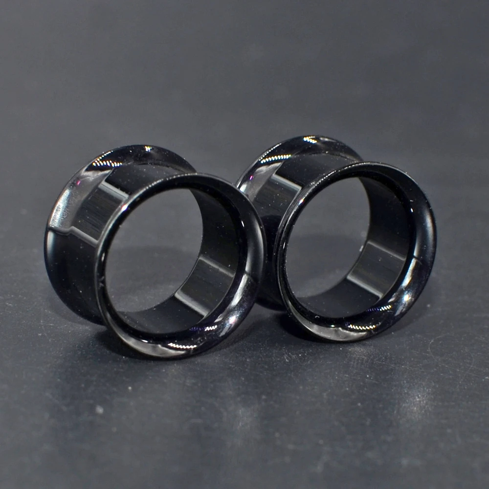 Pair Transparent &White&Black Color UV Acrylic Double Flared Ear Tunnel Expander Ear Plug Ear Gauges Body Piercing Jewelry