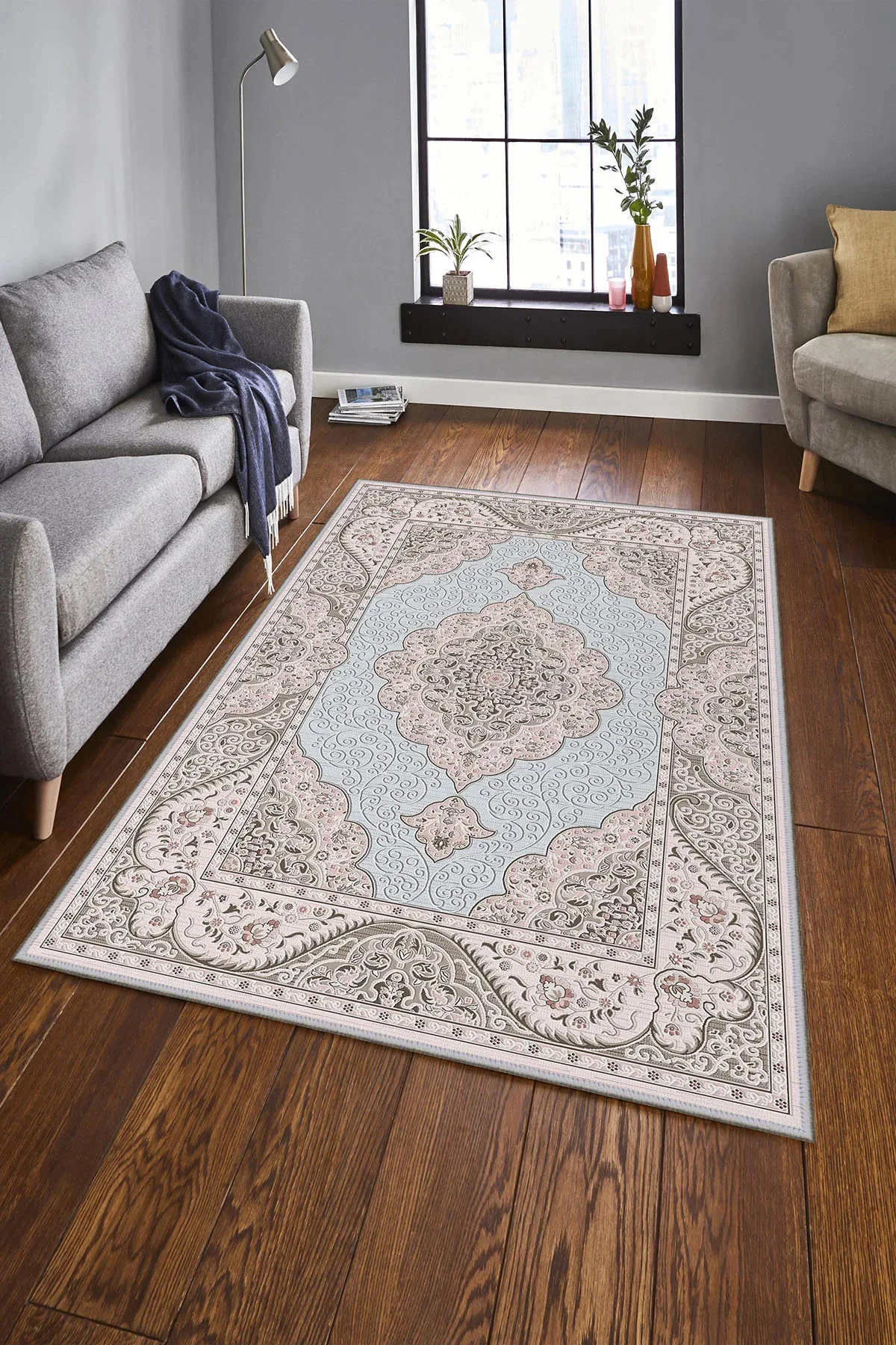 Turkish Traditional Patterned Carpet  Non-Slip Sole Persian Thin Rug 3D Print Quality Living Room Decoration Mat Decor Bedroom,